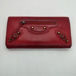 Balenciaga | Red Agneau Classic Hardware Money Long Continental Wallet